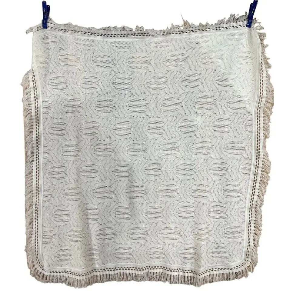 Vintage Acrylic Baby Blanket With Hood Fringe Mon Chic Bebe Made In Lebanon